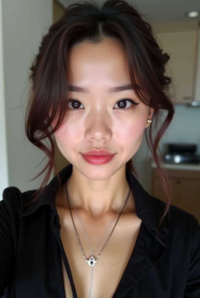 I want a picture of an Asian woman.'mouth. Put it on and try applying lipstick.. hair'I am an Asian woman.