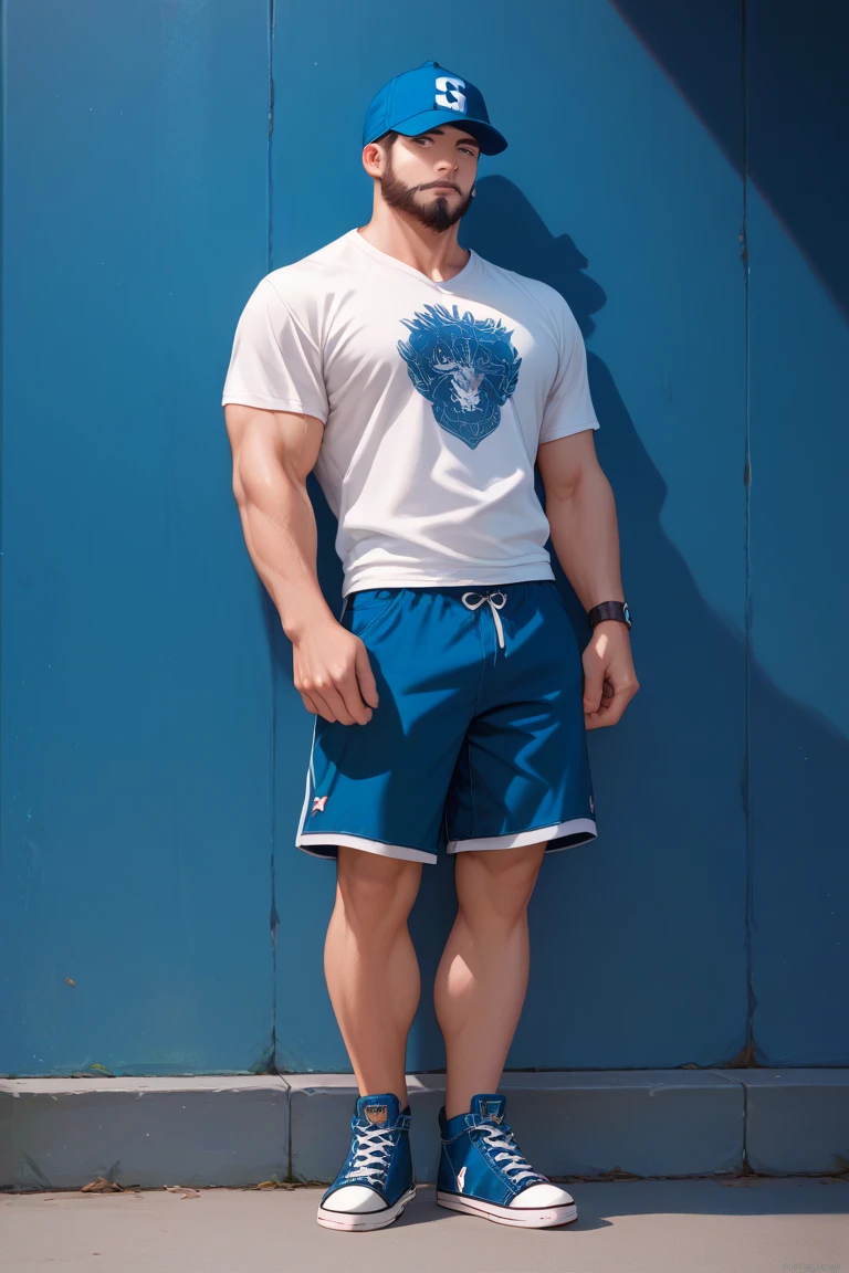 A 15 year old teenager, Youngh, blond, blue colored eyes, and super muscular, closed, and with a super thin waist, muscular jaw, tight clothing, wearing no shirt