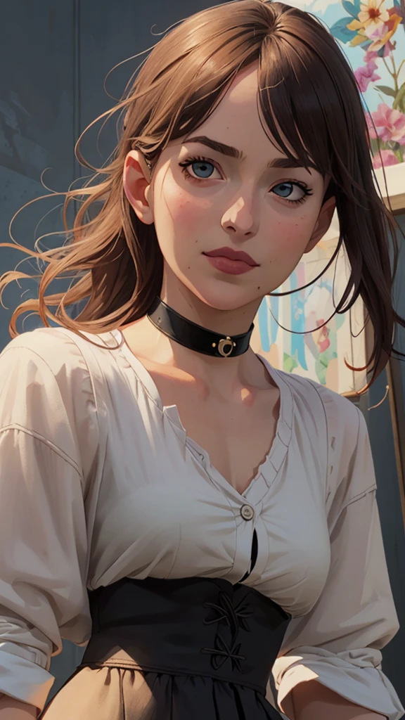 um close-up de uma mulher com um colar e um choker, estilo artístico realista, estilo artístico realista, detailed portrait of anime girl, 🤤 retrato de , arte no estilo de guweiz, retrato rossdraws, estilo de arte realista de anime, estilo de arte charlie bowater, retrato artgerm, impressionante retrato de rosto de anime, no estilo artístico de Bowater