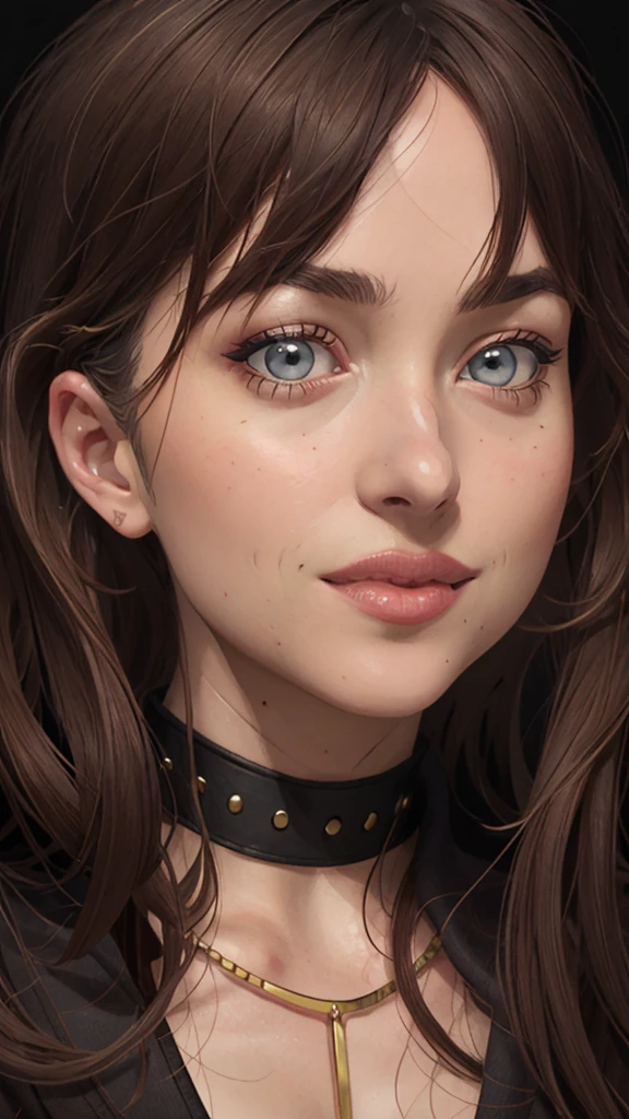 um close-up de uma mulher com um colar e um choker, estilo artístico realista, estilo artístico realista, detailed portrait of anime girl, 🤤 retrato de , arte no estilo de guweiz, retrato rossdraws, estilo de arte realista de anime, estilo de arte charlie bowater, retrato artgerm, impressionante retrato de rosto de anime, no estilo artístico de Bowater