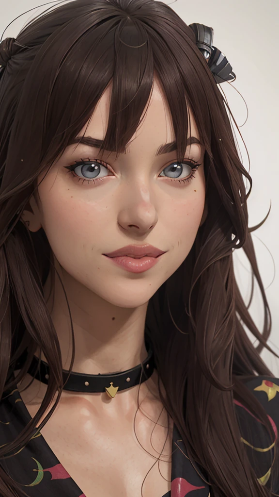 um close-up de uma mulher com um colar e um choker, estilo artístico realista, estilo artístico realista, detailed portrait of anime girl, 🤤 retrato de , arte no estilo de guweiz, retrato rossdraws, estilo de arte realista de anime, estilo de arte charlie bowater, retrato artgerm, impressionante retrato de rosto de anime, no estilo artístico de Bowater