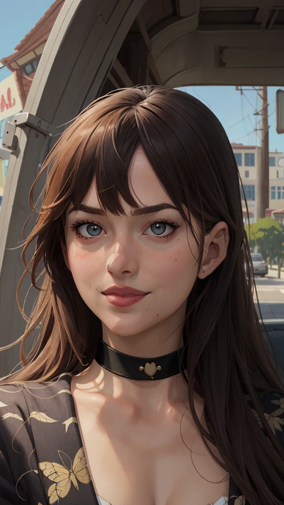 um close-up de uma mulher com um colar e um choker, estilo artístico realista, estilo artístico realista, detailed portrait of anime girl, 🤤 retrato de , arte no estilo de guweiz, retrato rossdraws, estilo de arte realista de anime, estilo de arte charlie bowater, retrato artgerm, impressionante retrato de rosto de anime, no estilo artístico de Bowater