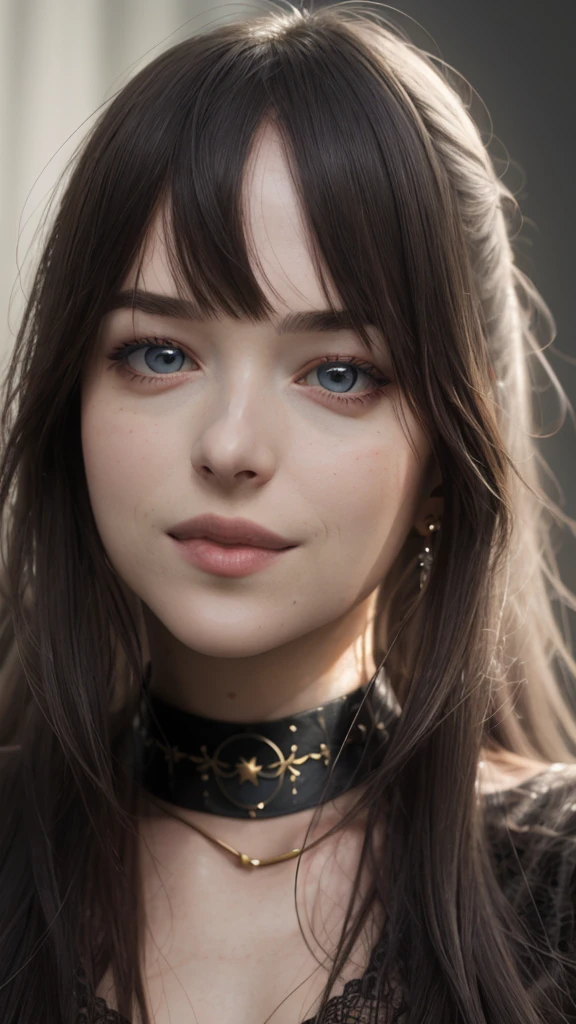 um close-up de uma mulher com um colar e um choker, estilo artístico realista, estilo artístico realista, detailed portrait of anime girl, 🤤 retrato de , arte no estilo de guweiz, retrato rossdraws, estilo de arte realista de anime, estilo de arte charlie bowater, retrato artgerm, impressionante retrato de rosto de anime, no estilo artístico de Bowater