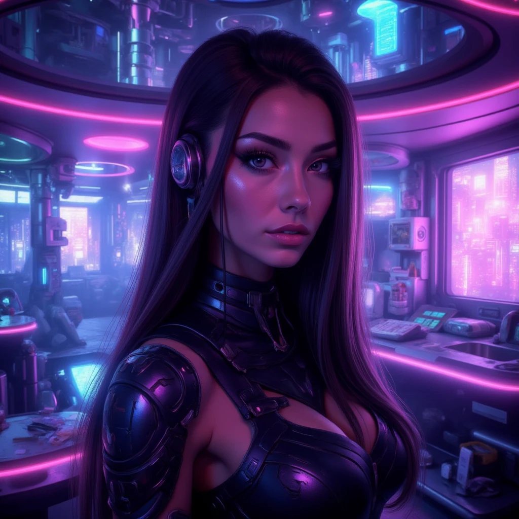 (masterpiece), best quality, ultra high res,mature girl, cyberpunk 1girl flying above stunning cityscape ,hoodie,purple hair, neon color shooting stars, very long hair, off shoulder, feather hair ornament, neon colors, flashes, stunning night sky, cinematic lighting, photorealistic, realistic skin, HDR,fisheye