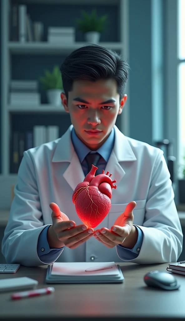 a black drawn doctor with stethoscope and a human heart in his hand !