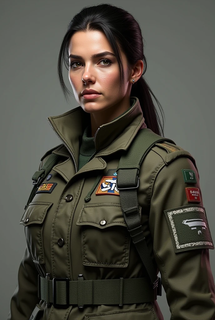 Woman in military uniform posing for photo, Wojtek FUS, clothed in sci-fi military armor, portrait of a female ranger, highly detailed vfx portrait of, irreal 5. rpg portrait, highly detailed vfx portrait, Loba Andrade de Apex Legends, close-up portrait shot, military girl,  of the infantry, fanart, jessica rossier color scheme