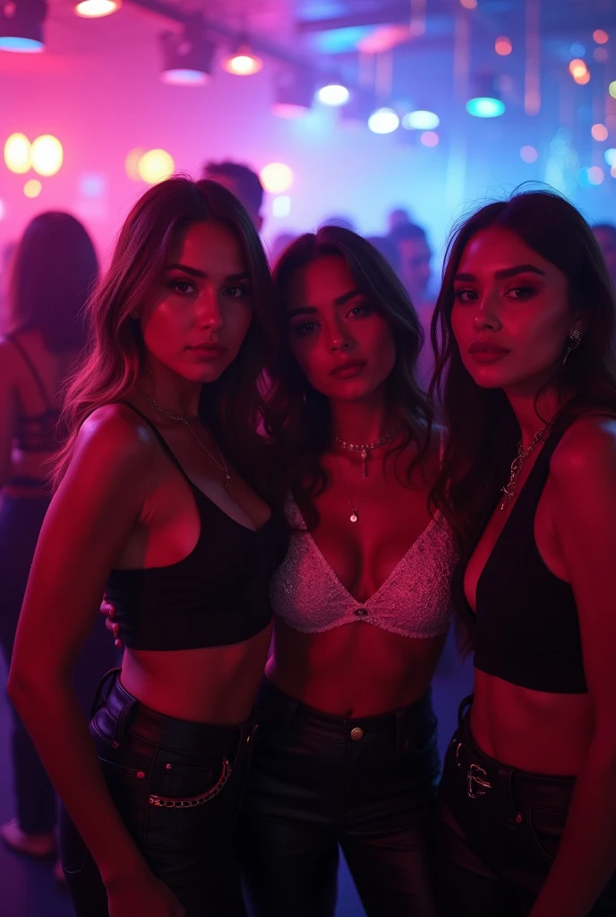 add a group of friends getting drinks together on girls night in hyperrealistic