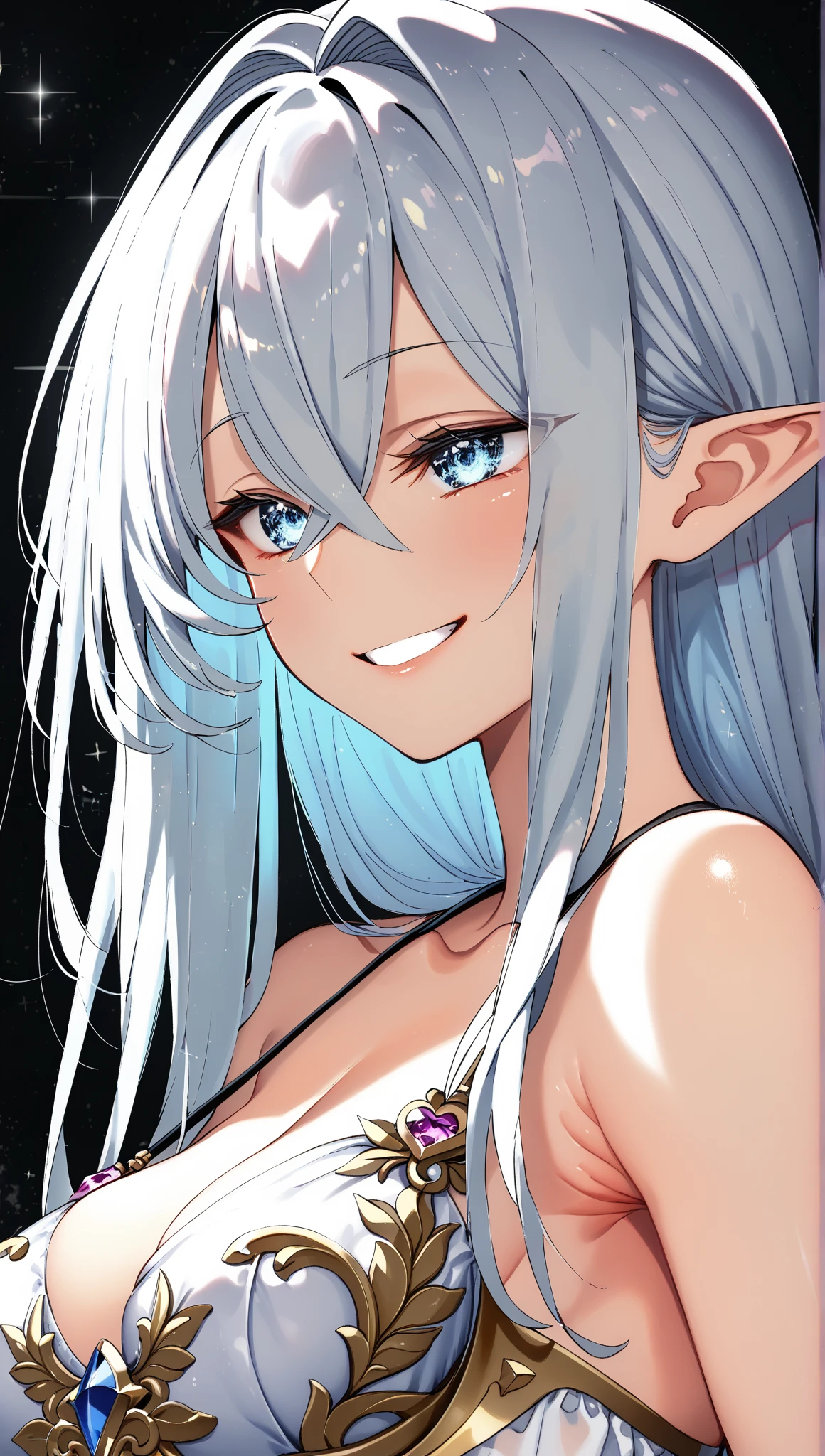 White hair blue eyes bikini anime girl, Guvez on artstation pixiv, Guvez on pixiv artstation, Wopp and Krenz Kushat, Detailed digital animation art, artwork in the style of Guvez, Guvez, Wop Rostus, WLOP 和 Sakimichan, White-haired god