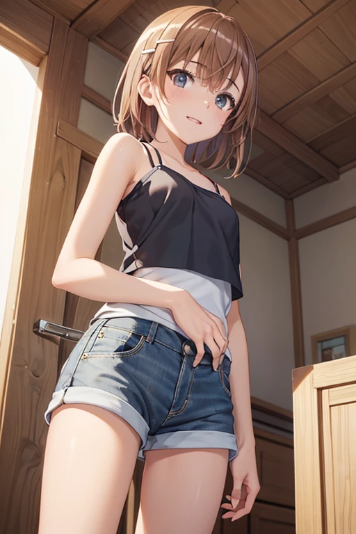 (Masterpiece, highest quality, high resolution, realistic photos, realistic looking skin:1.1),
(Woman is sitting on a bench in a shopping mall:1.5),
(We are looking at her from a slightly elevated viewpoint in front of us, so we can almost see her panties: 1.8),
(She looks happy:1.5),
(She is wearing a white sleeveless turtleneck knit: 1.5),
(She is wearing a denim mini skirt:1.8),
(She is wearing brown middle boots:1.8),
(wearing white lace panties with a pattern on them:1.5),
(She has medium brown hair: 1.5),
(Location: bench in shopping mall:1.5),
1 Japanese girl, solo, full bodied esbian, beautiful eyes, glowing eyes, glowing thighs, NSFW