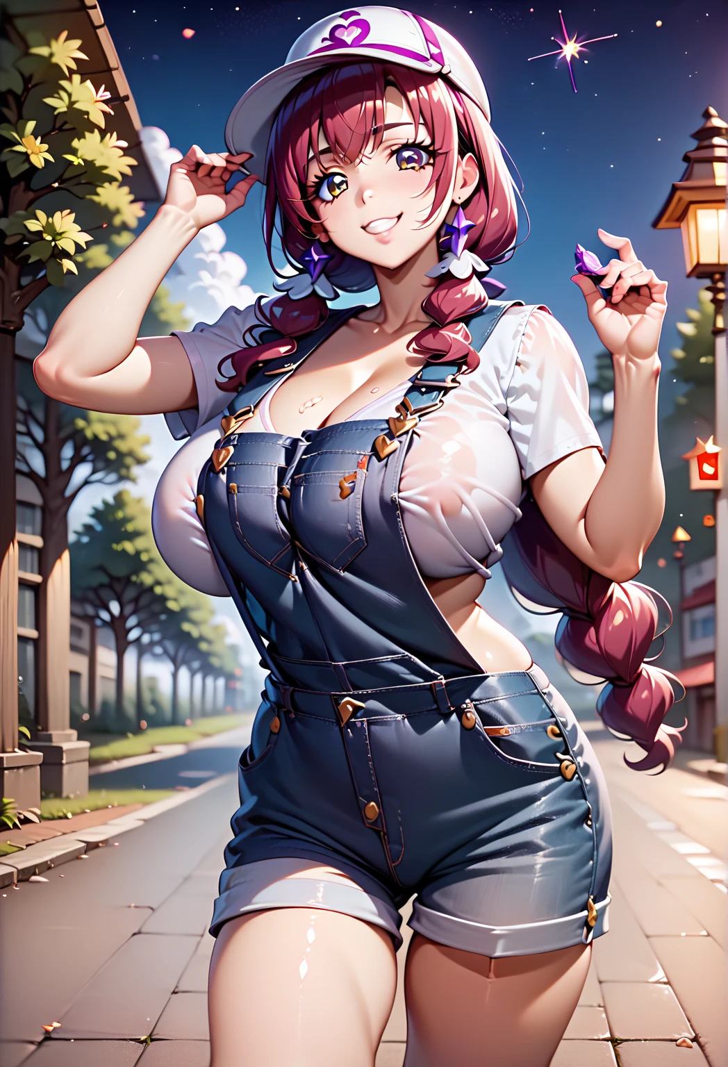 Big Breasts，Long breasts，Nude Overalls，Only one woman，Takeda Hiromitsu style (illustrious/Pony/1.5) |，Ikuyo Hoshizora/Starry Sky Education (Smile PreCure!) SDXL LoRA [Pony Diffusion]