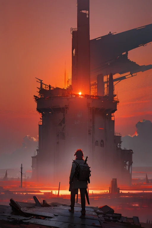 Football player on an oil rig
