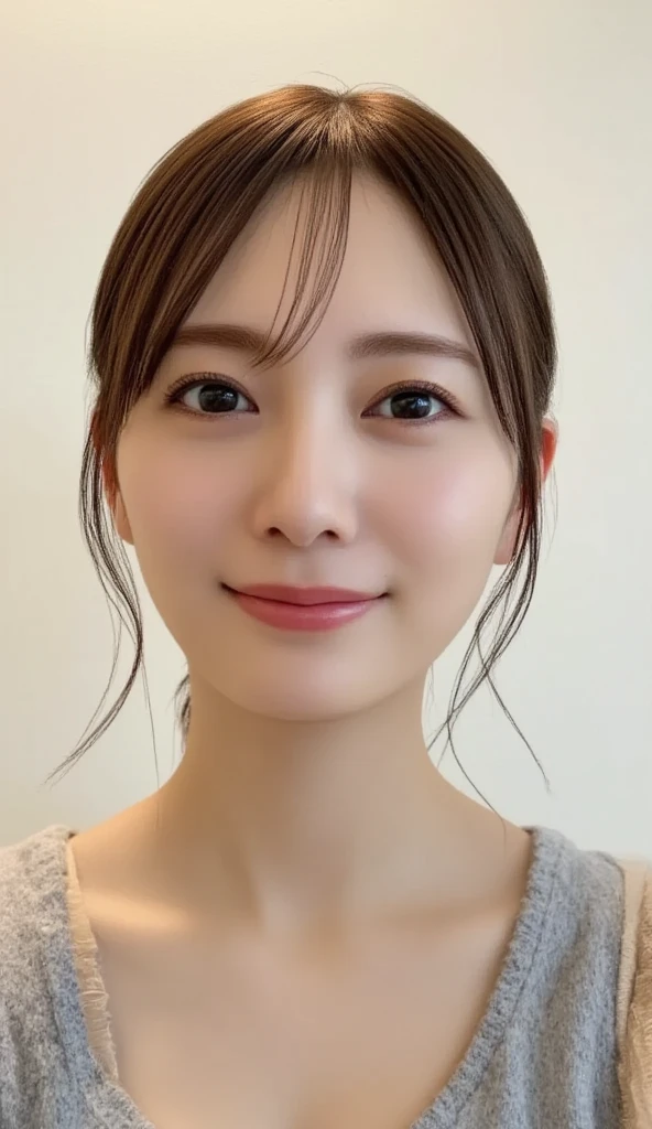  20 year old cute Japanese woman , (( Extremely Accurate Anatomy:1.0)), (photo  realistic :1.4), (hyper  realistic :1.4), (最高品質の realistic な肌の質感:1.4), (Improved quality:1.4), ( enhances the beauty of skin texture:1.1), Clean, glowing skin, mesh, thin:1.2, ( realistic :1.3),  realistic なライティング, (  Smoother Lighting  :1.05), ( improves film lighting quality :0.9), Backlight, A gentle light on the face,  ray tracing, ( bright light:1.2), 32K,  One Japanese Woman, fine grain,  detailed face , ( film grain:1.1), ( natural smile :0), ( Enhances Body Line:1.1),  high res,  Natural Look , Kind eyes, Improves hair quality, Delicate light and dark ,  clean skin,  Graceful Posture,  beautiful eyes, Sharp details,  soft light reflection,  beautiful outline,  Delicate Skin Color , Thin hair ,  natural background ,  natural pose for everyday situations, Roller Style