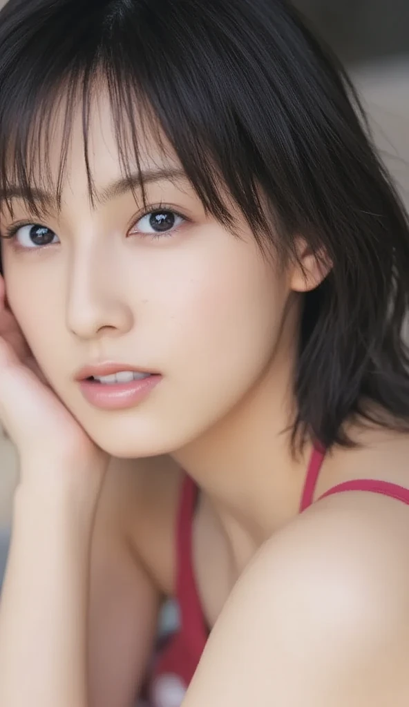  20 year old cute Japanese woman , (( Extremely Accurate Anatomy:1.0)), (photo  realistic :1.4), (hyper  realistic :1.4), (最高品質の realistic な肌の質感:1.4), (Improved quality:1.4), ( enhances the beauty of skin texture:1.1), Clean, glowing skin, mesh, thin:1.2, ( realistic :1.3),  realistic なライティング, (  Smoother Lighting  :1.05), ( improves film lighting quality :0.9), Backlight, A gentle light on the face,  ray tracing, ( bright light:1.2), 32K,  One Japanese Woman, fine grain,  detailed face , ( film grain:1.1), ( natural smile :0), ( Enhances Body Line:1.1),  high res,  Natural Look , Kind eyes, Improves hair quality, Delicate light and dark ,  clean skin,  Graceful Posture,  beautiful eyes, Sharp details,  soft light reflection,  beautiful outline,  Delicate Skin Color , Thin hair ,  natural background ,  natural pose for everyday situations, Roller Style