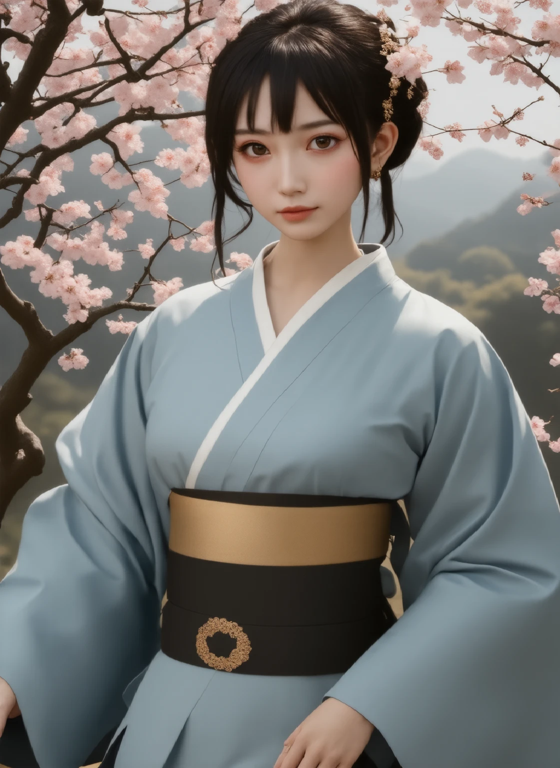 a beautiful korean woman wearing traditional hanbok dress, presenting an item, detailed facial features, elegant pose, high quality, photorealistic, intricate details, cinematic lighting, warm color tones, masterpiece