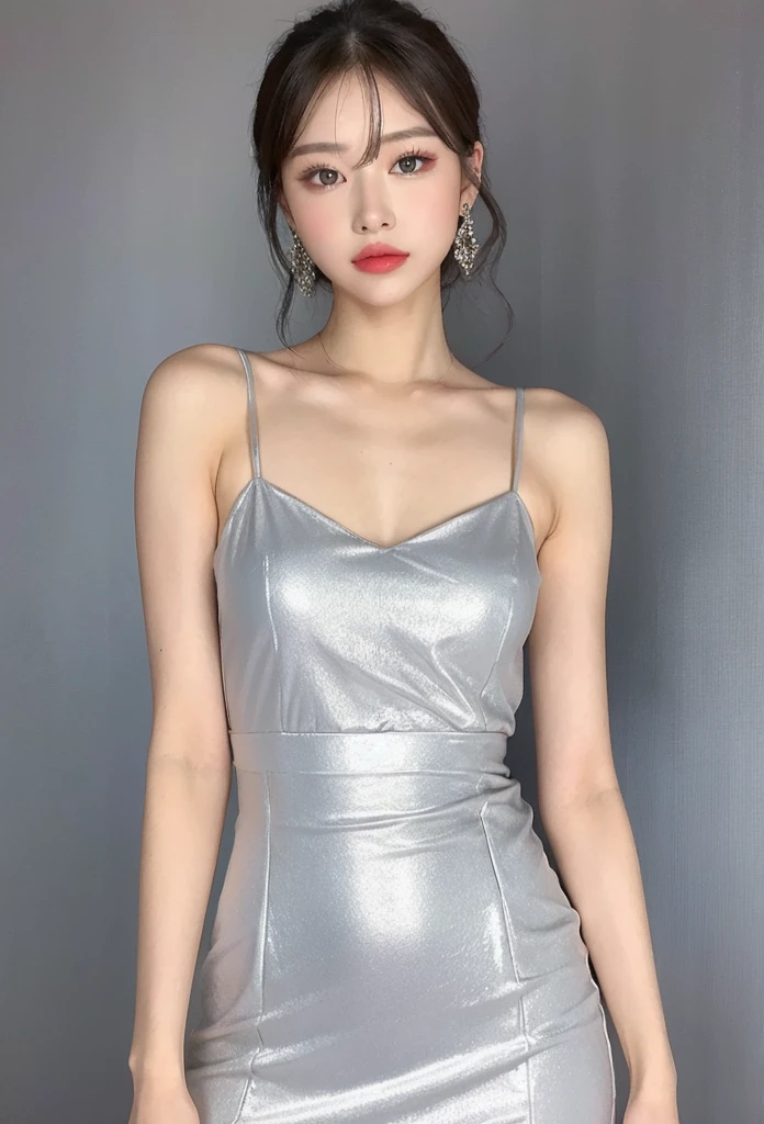 (Best quality, high quality), (masterpiece:1.2, portrait, 4k full HD), cutie, 28 years, Emily Rudd, very gray hair, short hair, curls, Blue eyes, Medium breasts, wide hips, Narrow shoulders, thin waist, thin, very pale skin, moles, tight latex jumpsuit, dark background, ((retro)) (The most detailed photo, HD wallpaper), (ecstasy of light and shadow, volumetric light and shadows:1.2), ((photo art by David Dubnitsky ))