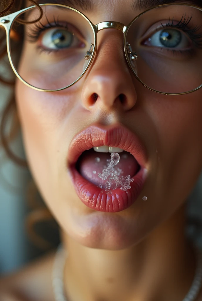 best quality, a stunning photo with beautiful saturation,beatrice ajar, cuminmouth,, cum in mouth, nsfw, (open mouth), bukkake, facial, glasses, <lora:Beatrice_Ajar_02:0.7> <lora:cuminmouth:0.6>