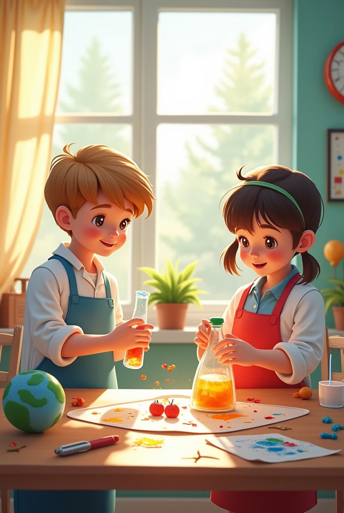 child hapiness chemistry expirments flask drawing style --auto --s2