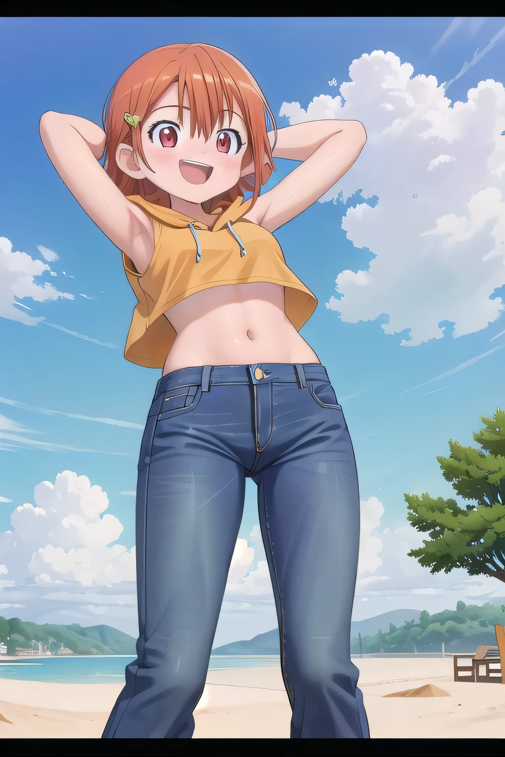 (((masterpiece))), ((highest quality)), ((Very detailed)), ((High resolution)), ((8k)), ((Anatomically correct)), ((The correct number of fingers)), One Woman, Taneshima Popura, Brown Hair, long hair, ponytail, (he is short), Very cute woman, delicate, Charming smile, Brown eyes, Bright Eyes, Best moment, Vivid eyes, Beautiful Skin, Cute face, delicateな腕, Detailed skin texture, Intricate details, Very detailedな顔, Beautiful Eyes, Beautiful curves, View your viewers, Beautiful thighs, Wear a short T-shirt, Wear denim shorts, I can see my belly button, Sweat, Beautiful standing posture, Model standing, Open your mouth, Shopping mall, Date with a lover, A big smile, Wear sneakers,