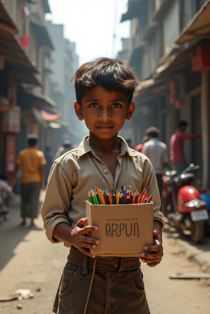 A Bangladeshi boy eating India's seven sister map from Indian map and an Bangladeshi flag folded on his head