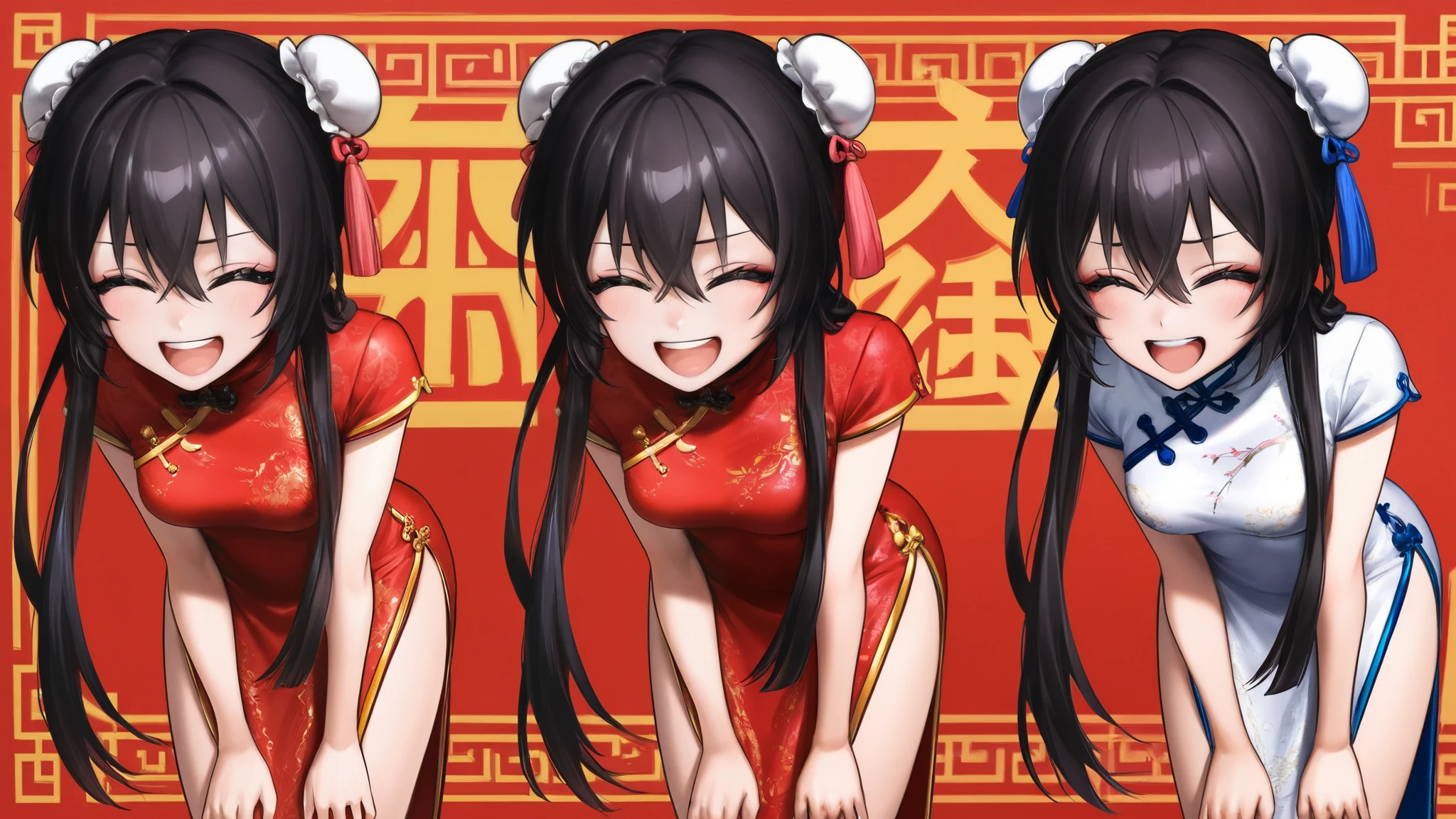 Princess in a red transparent long sleeve raincoat kung fu costume with very shiny embroidery、Sex with the emperor while deep asleep　Bun head with black hair　Letting out feces　Excrement　filth