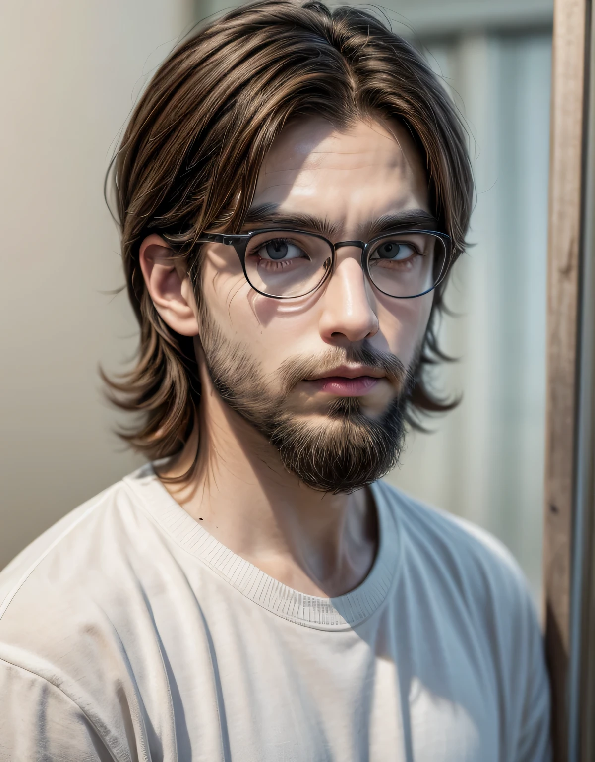 beard,glasses,brown hair,