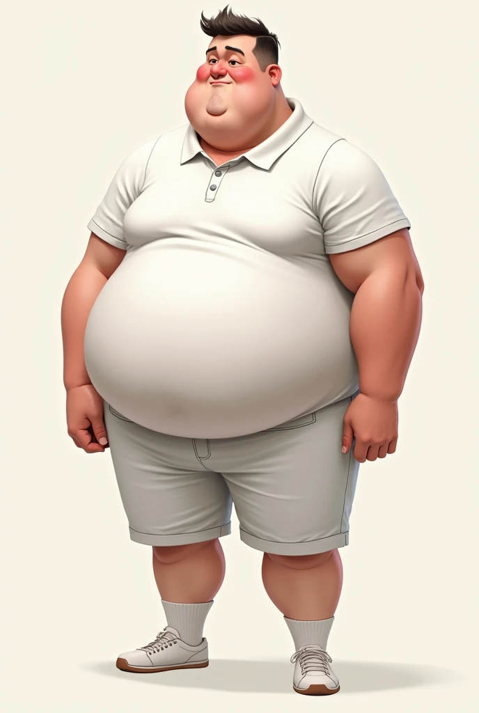 1 fat man, with straight brown hair, wearing round glasses, eyes browns, naked with a very big penis