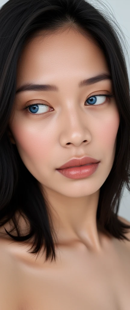 Asian woman with blue eyes,