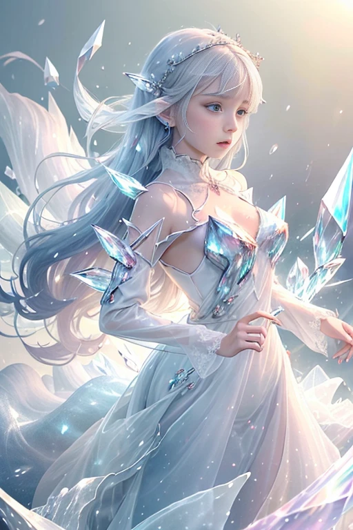 (tmasterpiece、quality、The most square art、Delicate and beautiful、Long exposure time:1.2)、Smooth movement、Charming Patterns、1 girl in、(long dress with sleeves:1.3)、(((white clothes)))、Close-up of the upper body、target shoulder、ChineseGirl、Red blush、Pink double ponytail hair、portraitures、独奏、Upper part of the body、look at the observer、Background with、A detailed face、(Artificial intelligence crystallization、crystalline theme:1.1)、Elemental Wind Elves、Rotated、 ventania、White crystal appearance posture、Particles float、Ether dynamics、Rotated、steamy、Whirlwind in the background、White tones、Rotated、Ethereal atmosphere、