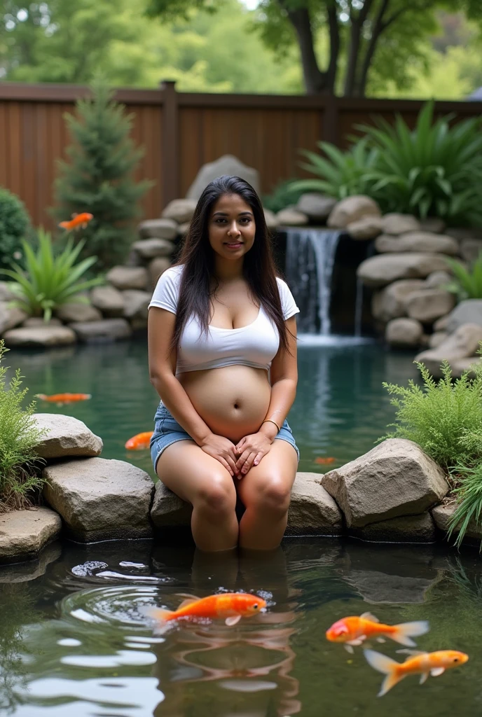 pregnant woman sitting on grass by a river with her eyes closed, sitting at a pond, sitting in front of a lake, maternity feeling, sitting near a river, pregnant belly, at the waterside, pregnancy, cindy avelino, relaxed pose, photoshoot, she is in pure bliss, in a park and next to a lake, at a park, gazing at the water