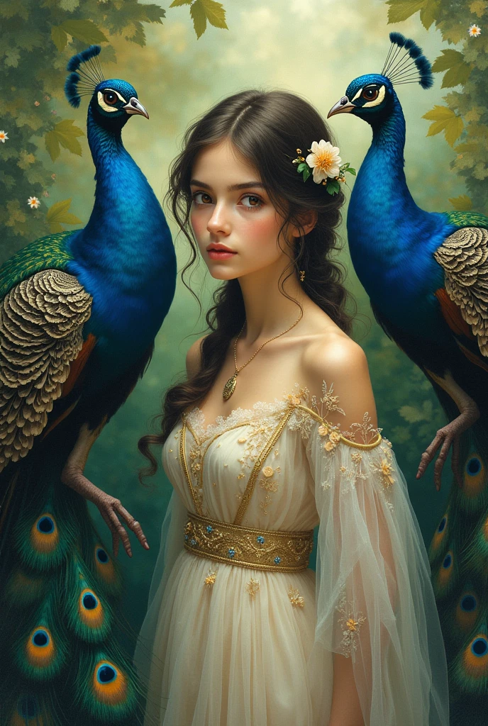 There is a small toy boy who is wearing a very cute yellow lower. he has a peacock farther crown on her head and a flute in her hands. We have a lot of cows near us. blue eyes and black hair