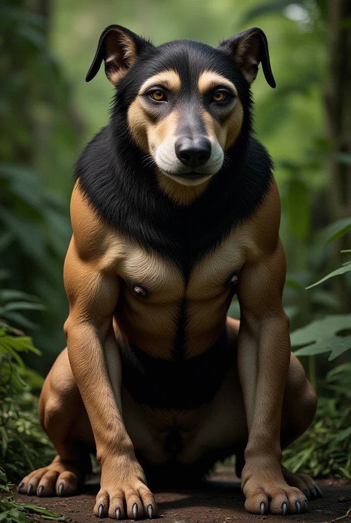 anthro (dalmatian), (detailed fluffy fur, detailed fur texture:1.2), adult, male, solo, athletic, veiny muscles, loincloth, leather satchel, hand behind back, tail, detailed background, wilderness background, photorealistic, hyper realistic, ultra detailed,