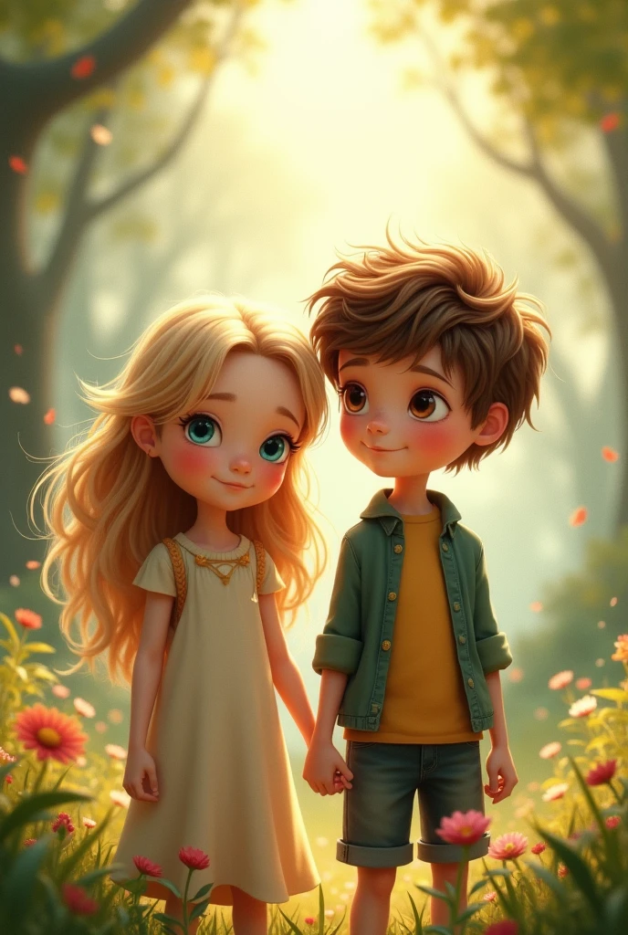 A blonde girl about 7 and next to her brother about 8 years oldc image