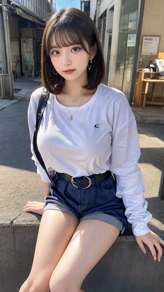 Zhu Ai_Villas，RAW photos，Brand photos，（highdetailskin：1.2），8k ultra high definition，digital SLR camera，gentlesoftlighting，high high quality，filmgrain，富士XT3，20 years old Asian woman，Wear simple clothes，T-shirt and skinny jeans，Detailed clothing details:1.3，perfect body figure，Super detailed facial details and skin，Fair and tender face and skin，二重まぶた，Super detailed eyes，fully body photo