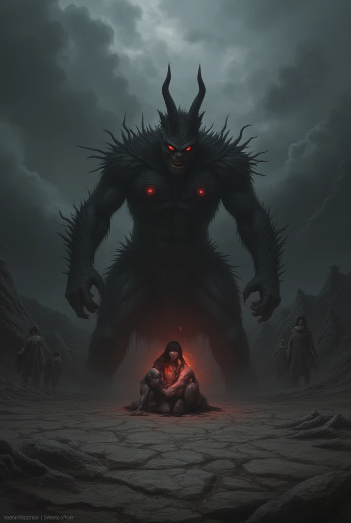 （dark fantasy),(Devil God　 Asmodeus ),(People who are afraid々),