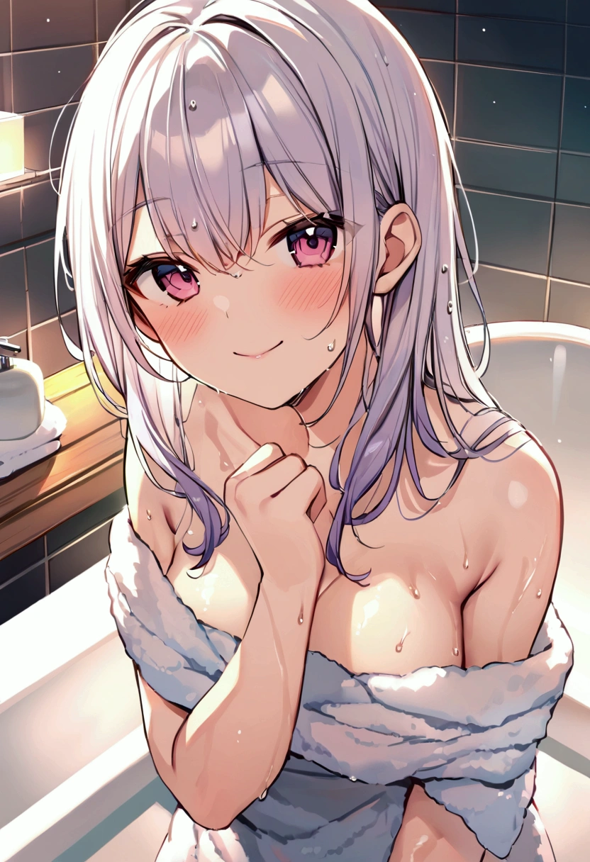 (8K, 超A high resolution, masterpiece of best quality, professional-grade detailed wallpaper, Ultimate very detailed everything), 1girl, completely nude, 15 year old, full body Esbian, (inely detailed beautiful eyes, short silver hair, heart shape eyes, {{{{Vulgarity}}}}, Very perfect anatomy body parts, Very perfect , completely ), (sexypose), (Background: Bath in a luxury resort hotel), Open mouth, Tongue licking, Breast squeeze, ((In front of the hotel bathroom window)), (((nighttime scene))), Seductive Girl, Perfect Erotic Girl, attractive girl, best girl, beautiful  Girl, glittery skin, shiny, Slimy, bare thigh, chest reflected in the glass window(2.0), sexy tongue, red blush, Through frosted glass windows, Pink bumps on the chest pressing the body against the glass, (((Water flowing throughout the body))), full of shyness, Sexy wet body, Ahegao, Licking glass, Stick out super long tongue, (((Sweat))), Sweating profusely, Lower grade, Heavy drool, Opening Mouth, put out the tongue, Tears, (Neutral colors: 1.2), (nffsw: 1.4), (Soft colors:1.2), hyperdetails, (art stations:1.4), Cinematic, Warm lights, Dramatic light, (Intricate details:1.1), Complex background, (rutkowski:0.66), (blue and orange:0.4)