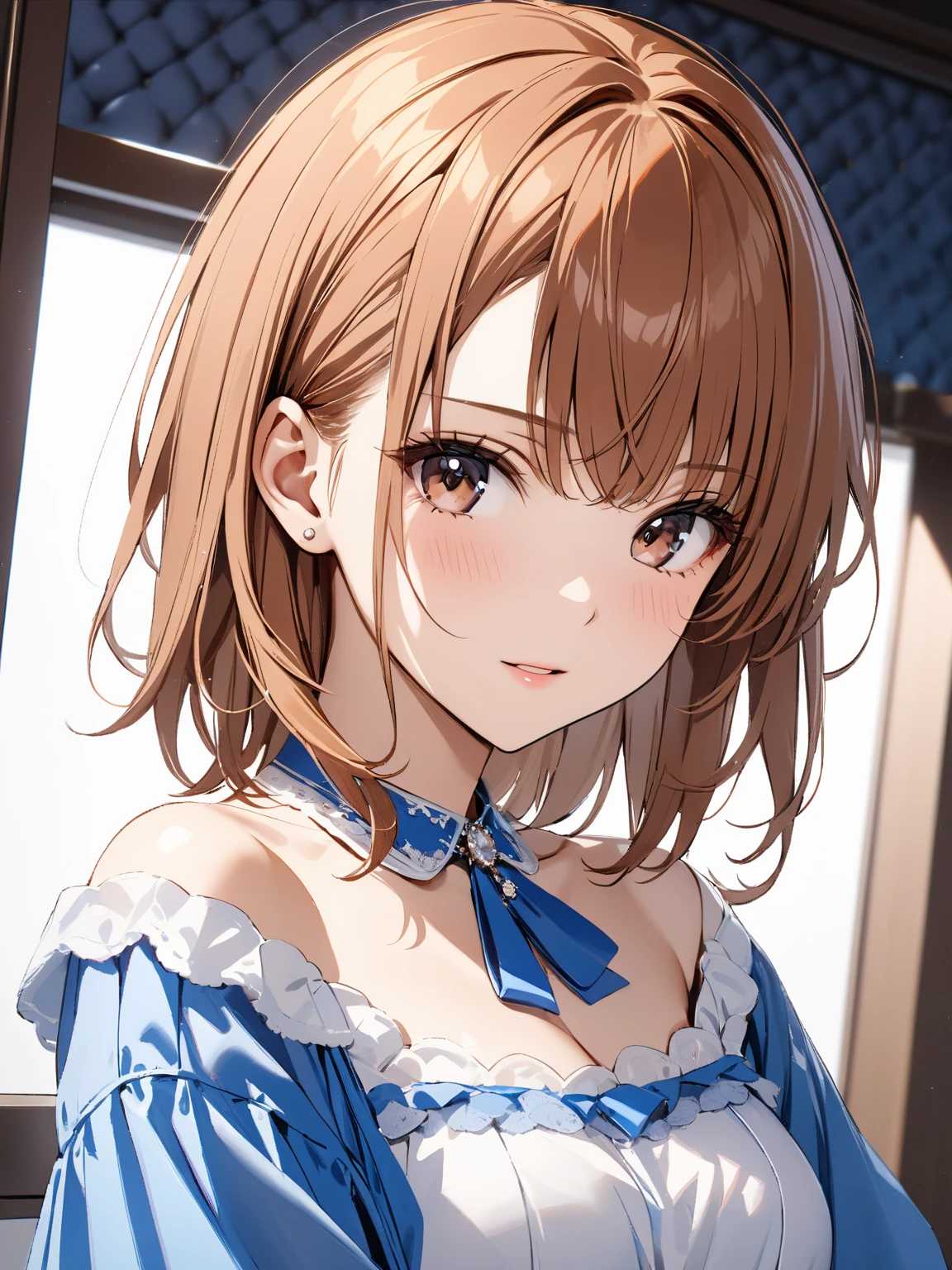 「(8k wallpaper:1.5)、(high-level image quality:1.3)、(animesque, aquarelle:1.5)、(girl with、独奏、cute little:1.8)、(beatiful detailed eyes:1.5 )、(Smile:1.5)、(校服:1.5)、(by the window:1.3)、(sepia, gradients:1.5)」