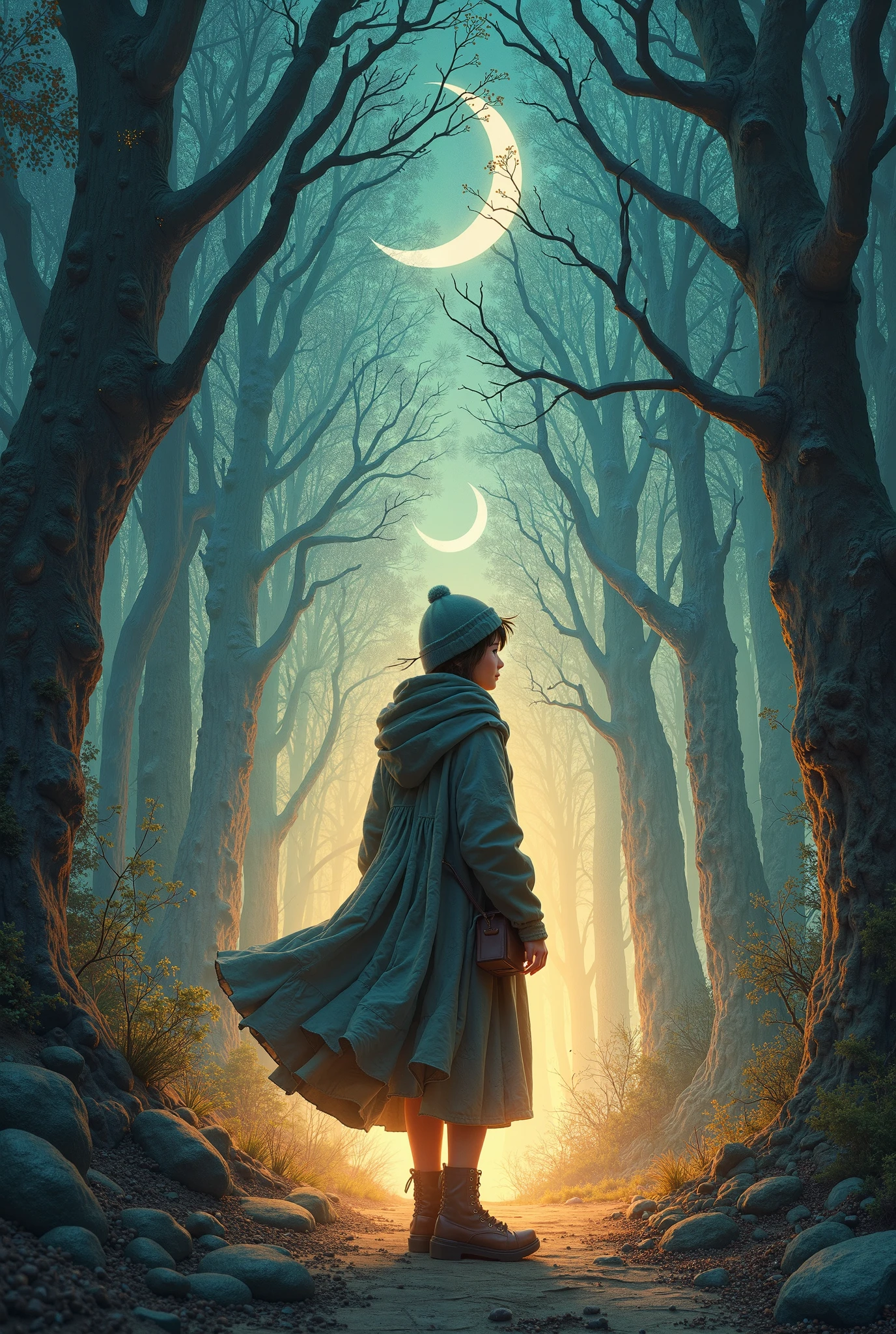Arafed image of a man in a cloak and hat standing in a forest - SeaArt AI
