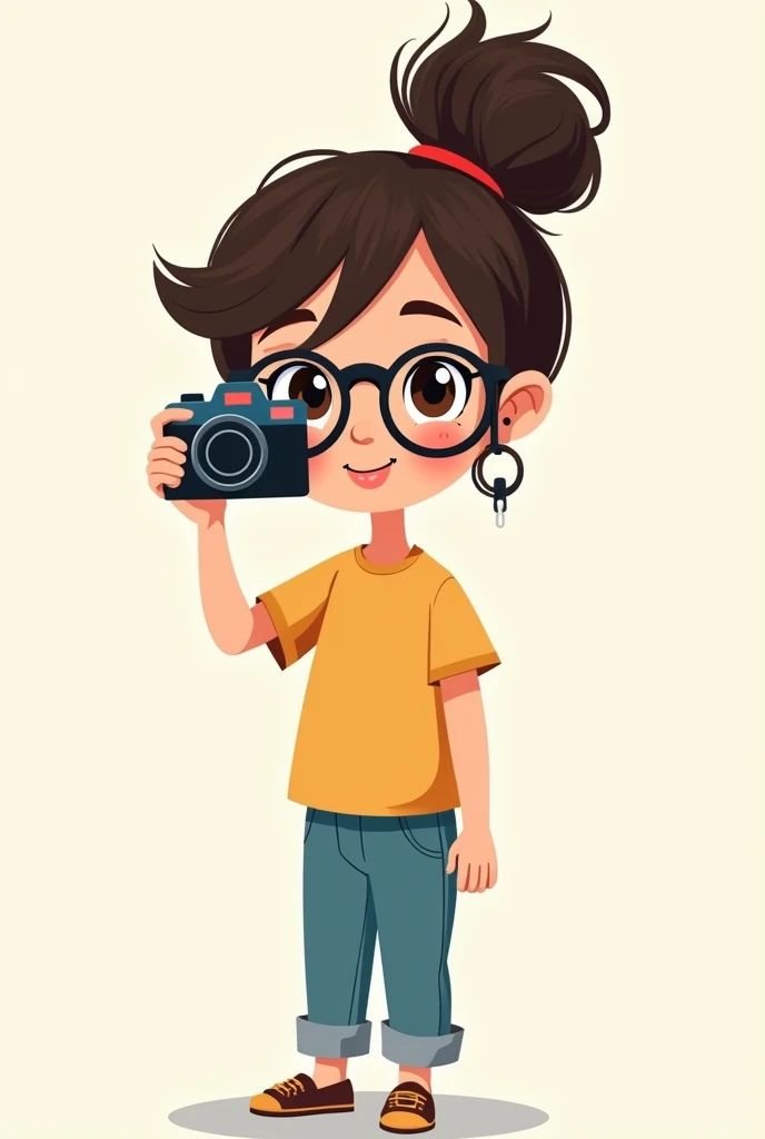 artistic photography (((fisheye))) 35mm,1beautiful nerd girl,white t-shirt with children's drawing,in a nerdy room,minimalist,pastel colors