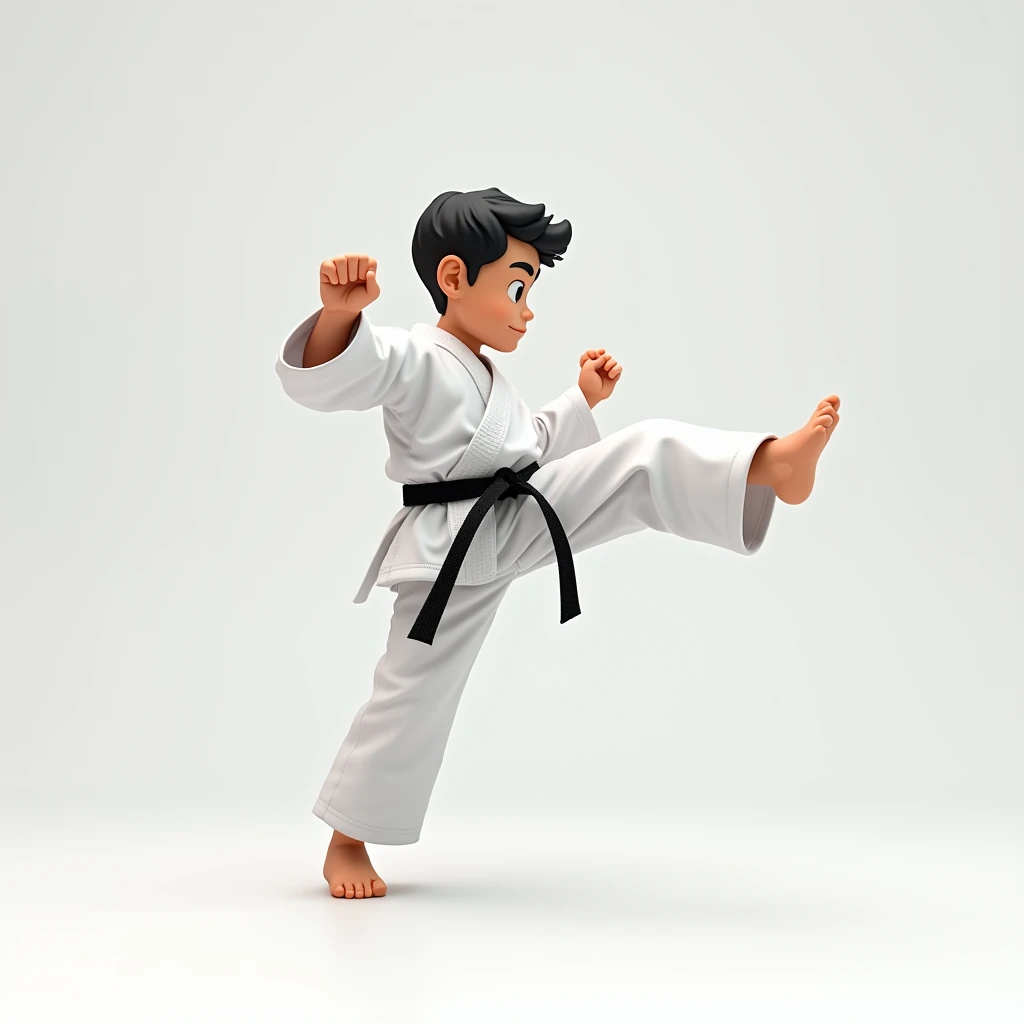 taekwondo 10 year old boy kicking green belt