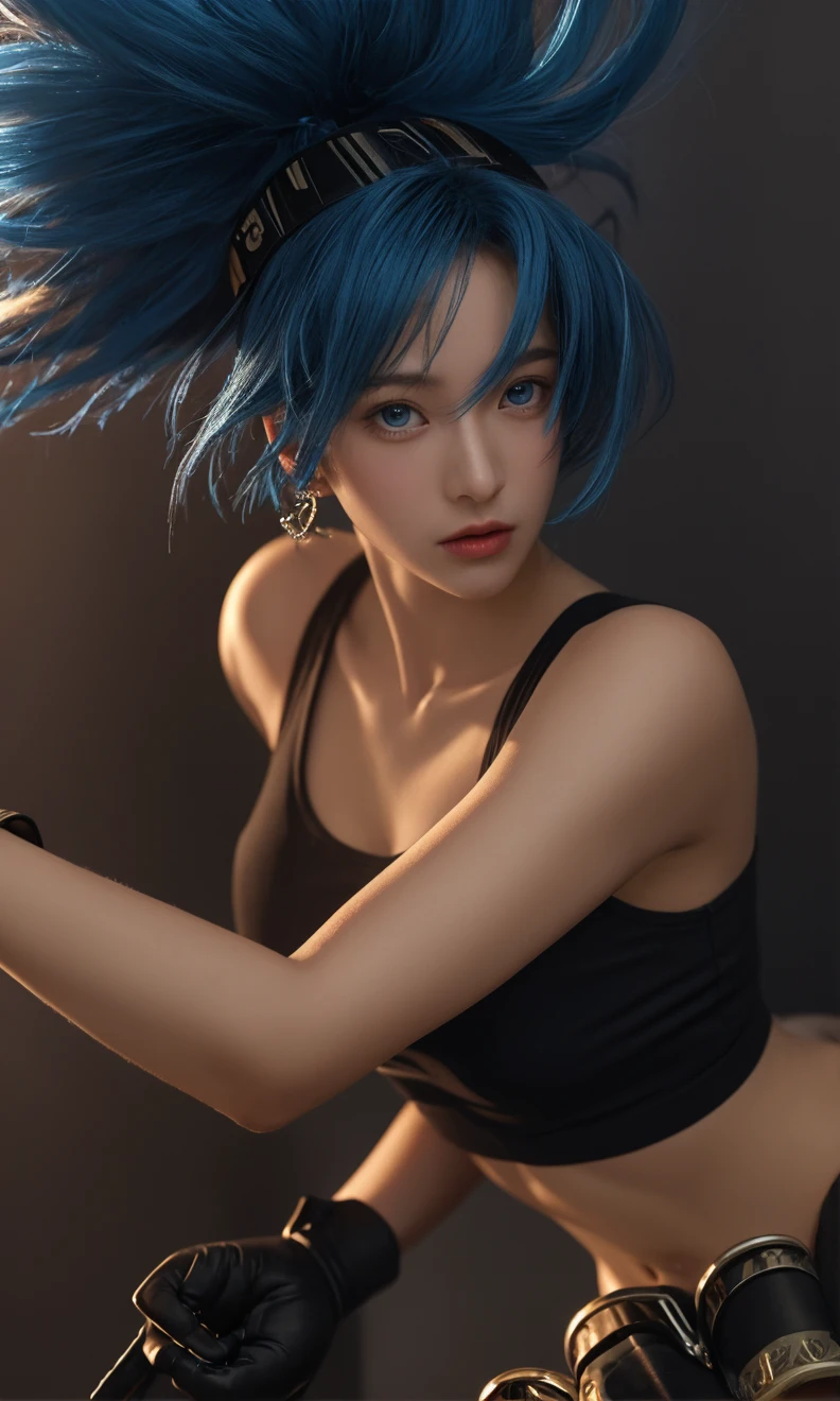 8K, Top Quality, Intricate Details, Ultra Detail, Ultra High Resolution, Masterpiece, close up shot, shot from behind, (Looking back), (full body: 1.1), Slender, Smile, (Makeup: 0.4), ,(( bangs, blue eyes, blue hair, bangs, , )), (Fluffy Eyes: 1.21), (()), 1girl, solo, 1 girl, (()), close up shot, , ((tall)), (((fit body))), (((slim face))), sharp face, ((walking pose)) ,(detailed face), sharp face, small lips, , ,(( ass , butt cheek,)) ,, ,
((, , wind blow hair, )), , ((naked, nude, )), detailed face, detailed breast, large breast, huge breast, detailed ass , detail nipples ,, Narrow Waist, Skinny, tall , 190 cm tall, Muscular, Navel, Exposed Abdomen, Pointed Chest,, Beautiful girl with accentuated slender abs: 1.4, Six Pack Abs: 1.4, , Perfect Body, detail legs, (( dark background)), black background,