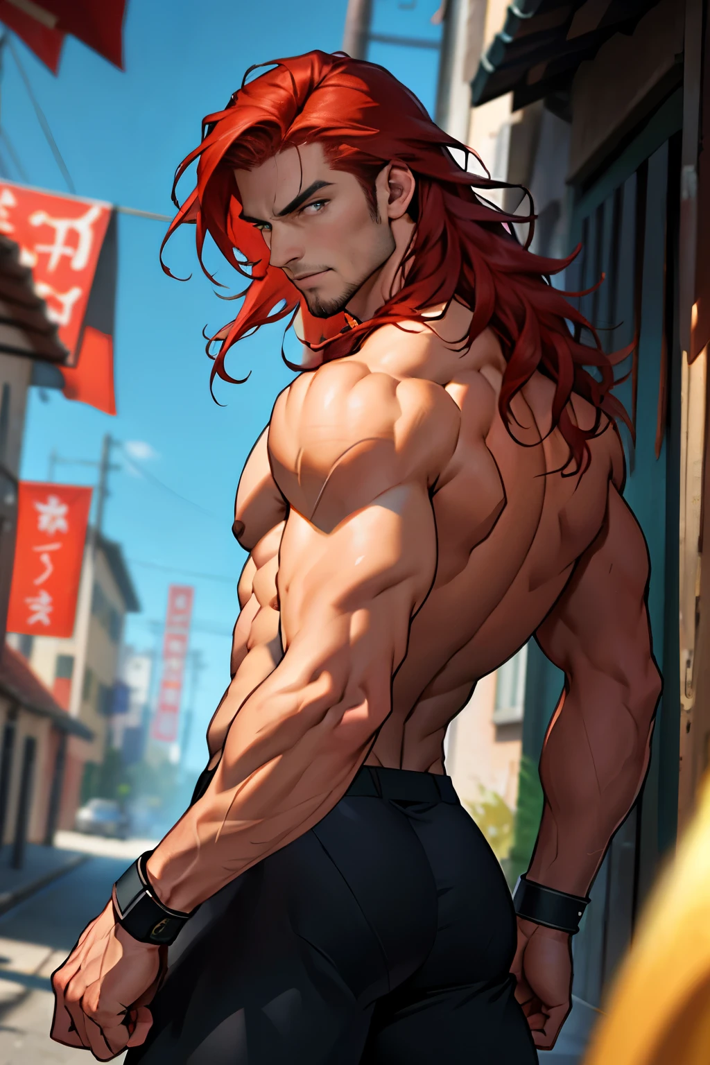 A mais alta qualidade de imagem,Pessoas do sexo masculino,1 menino,jovem e bonito,Shoun,cabelos brancos,Cabelo liso curto,Pele escura,Anime peito grande,anime wallpaper,sozinho,Foco Masculino,cuecas,Dilation of the pectoral muscles,capa vermelha,Virilha saliente,Fundo Urbano,Espalhe as pernas,sexy,(master part, best quality),