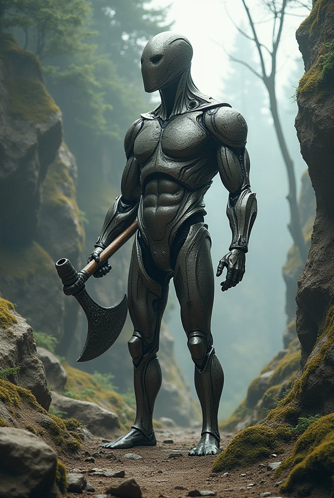 muscular man, (black painted skin:1.5), naked, blond beard, white hair, minimal armor, perfect flacid penis, pubic hair, nature background, cinematic, photorealistic , sexyloincloth, male focus