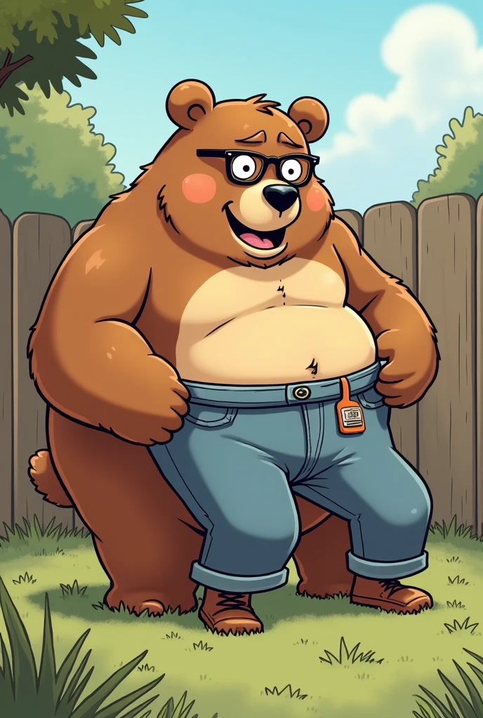 (by dramamine, by haps), mature male, old chubby bear, obese male, musclechub, thick arms, thick thighs, (brown fur:1.2),((black facial beard)),(hi res, best quality, high quality, detailed, shaded, shading, masterpiece:1.2), detailed eyes, detailed clothing, smirk, seductive smile, hairy chest, fluffy body, hairy pubes, glasses,inside office,(white boxers:1.4), (dark blue tank top:1.5),(black socks:1.2)
