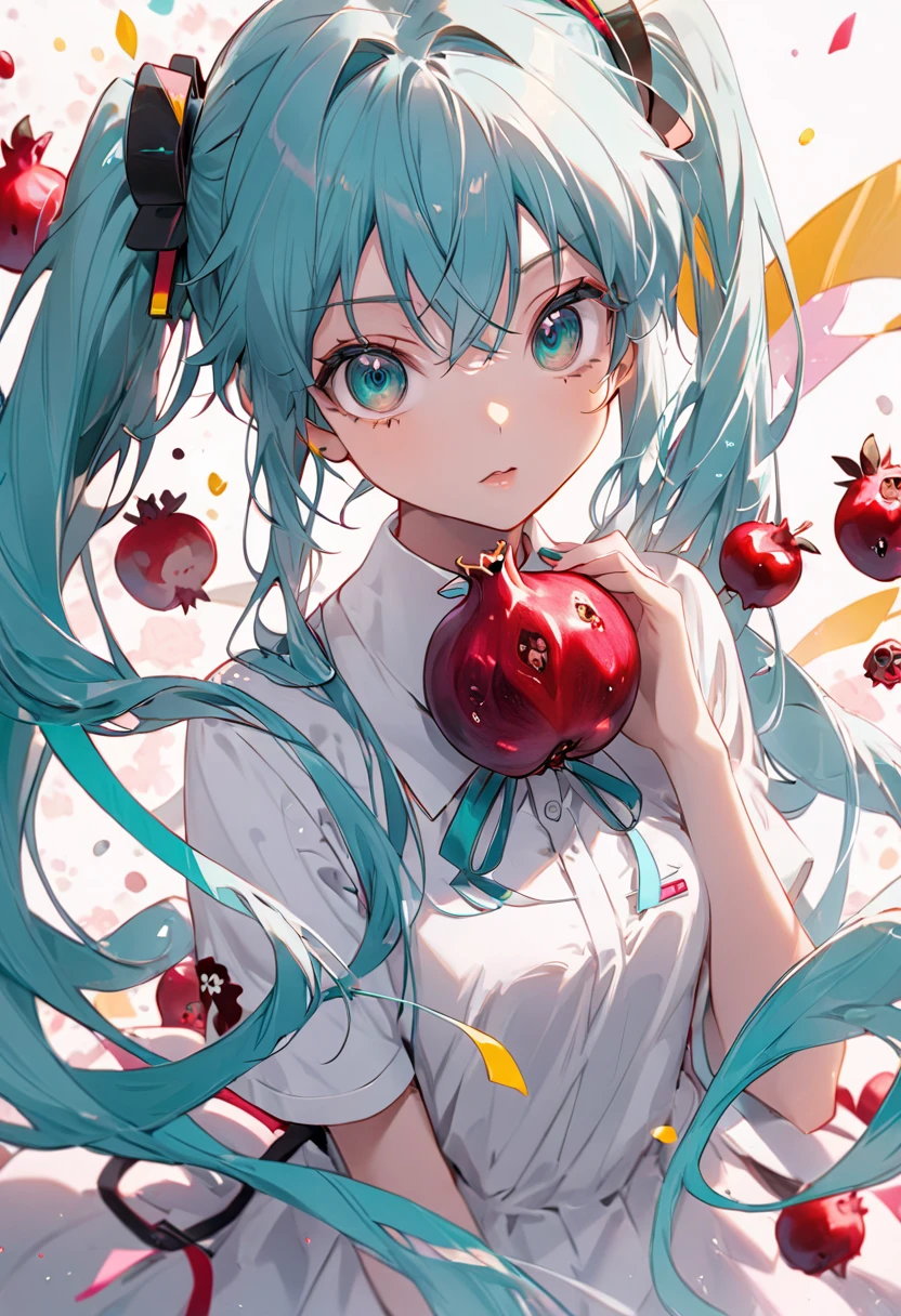 (masterpiece、Highest quality、Highest quality、Official Art、Beautiful and beautiful:1.2)、(One girl:1.3)Hatsune Miku、Twin tails,Beautiful breasts,Close,Girl personified by a tomato、Tomato Boy, Red Tomato、cute、Psychedelic Girlasterpiece、Highest quality、Best image quality