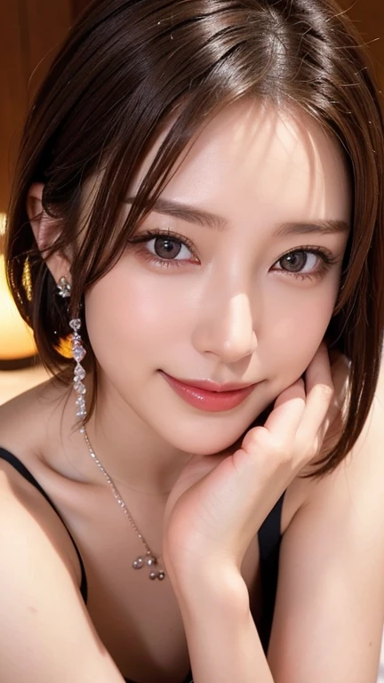  mature woman,masterpiece, slim slender, realistic , adult sex appeal, perfect body,Ultra short hair, beautiful faces,Facial beauty, Japanese women,makeup,lipstick,smile, necklace, earrings for women with first name,( race queen)