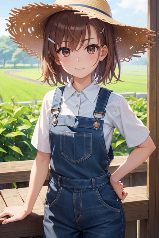 misaka mikoto、 shiny hair,  short hair, ( beautiful brown eyes、)、smile、 super detailed eyes、((hair clip)), very detailed face,  highly detailed eyes ,cowboy shot,、( One Girl )、 ,Master Piece,  top quality ,  high res, masterpiece , 



 place your hands on your hips no 、 shiny brown hair ,  short hair, ( beautiful brown eyes、Sparkling Eyes, fine grain)、smile、 super detailed eyes、 very detailed face,  High Detail Eyes ,




( top quality 、4K、8k、 high res、masterpiece: 1.2)、  overalls 、rice planting、Farmer、 Straw Hat 、 thin thighs 、
