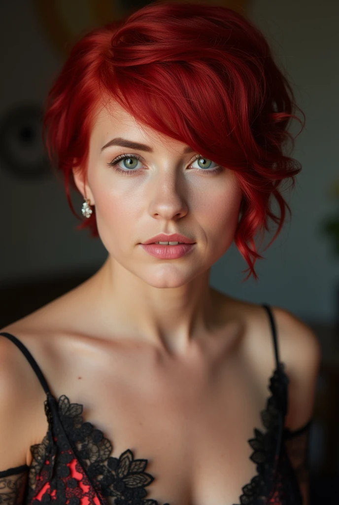 38 YEAR OLD SEXY UKRAINIAN WOMAN WITH VERY SHORT CROPPED RED HAIR