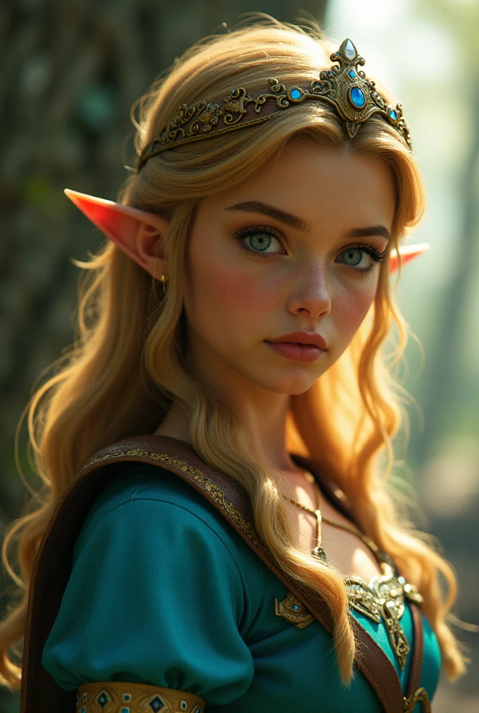 Princess Zelda, action scene, 8k, High detail RAW color photo, realistic, (photo realism:1.4), highly detailed CG unified 8K wallpapers, physics-based rendering, cinematic lighting, (full body), beautiful detailed eyes, ultra highres, photorealistic, 8k, hyperrealism, studio lighting, photography