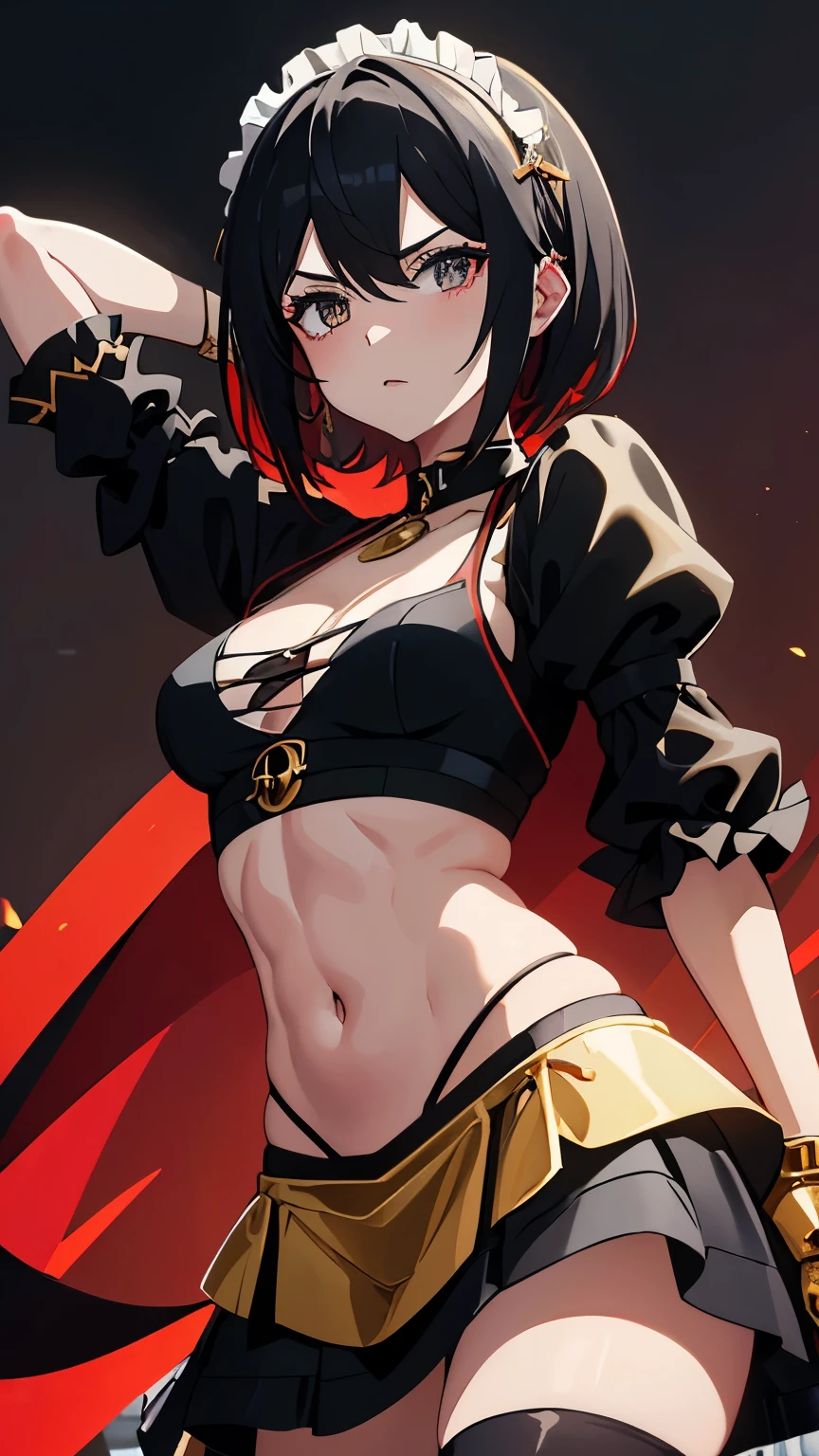 1girl,brunette color hair,red - eyed,Fire Witch,Blood,light particules,llight rays,Wallpapers,hight contrast,Dazzle,little breast，Cute panties