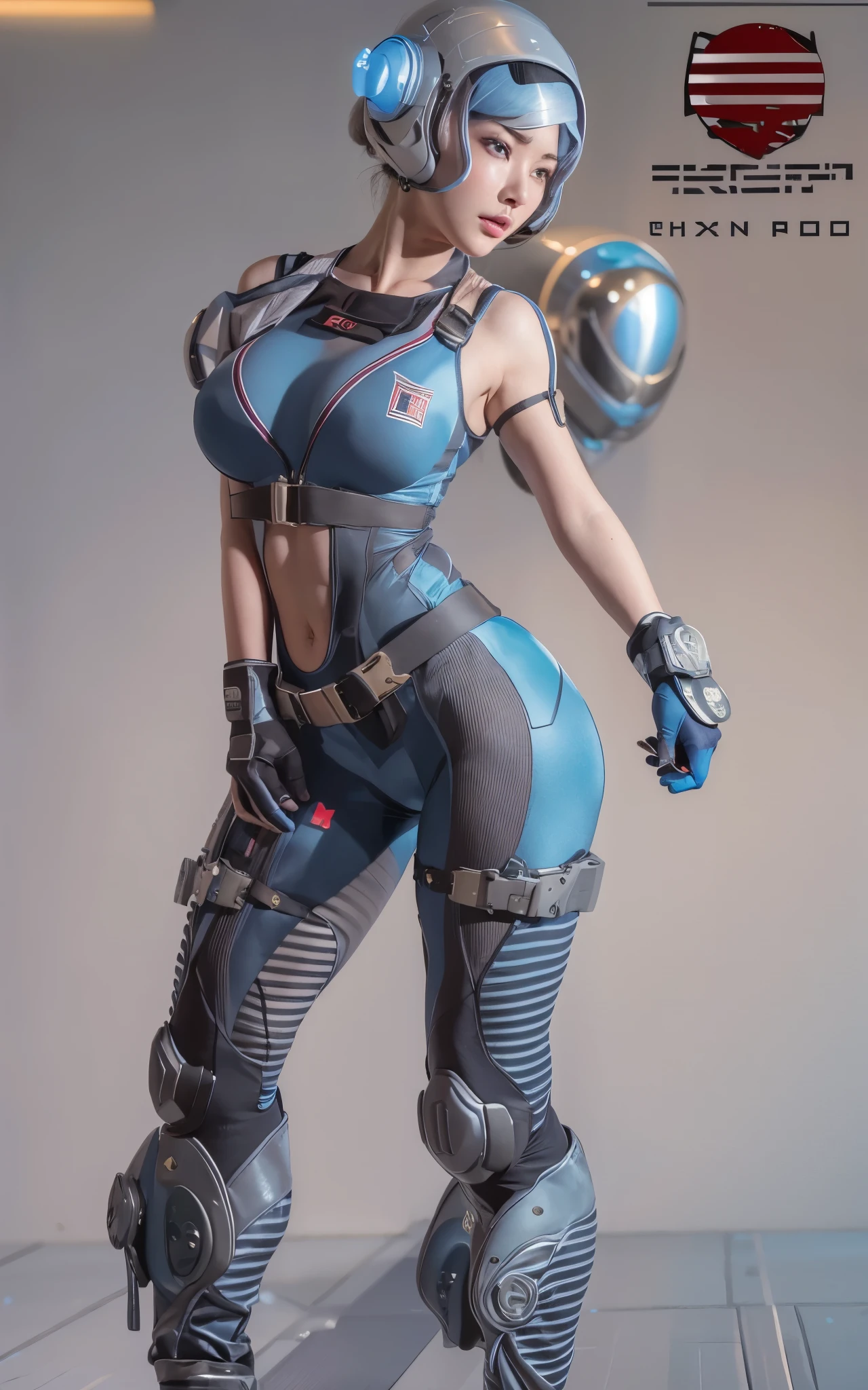 nstagram star Xiaorou SeeU, dressed in cosplay as a Voltron Lion pilot, she is posing with a weapon drawn and acting adorableadorable, no nudity, safe for work, show all of her, full body shot, head to toe, highest detail, masterpiece, extreme quality, avoid bad anatomy, avoid limbs vanishing or splitting